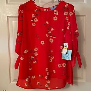 CeCe Floral Short Sleeve Blouse